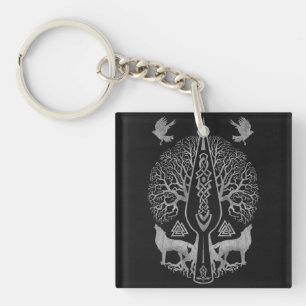 Porte-clefs Gungnir - lance d'Odin et arbre de la vie -