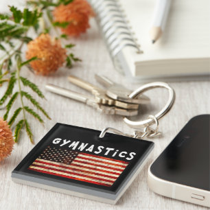 Porte-clefs Gymnastique Grunge Américain Drapeau USA
