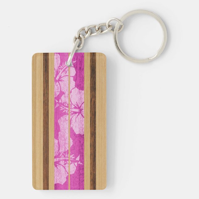 Porte-clefs Haleiwa Surfboard Hawaiian Faux Wood Porte - clés (Dos)