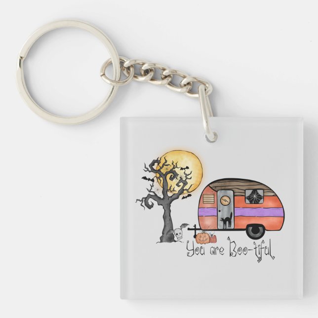 Porte-clefs Halloween Camping | Vous êtes indigne (Devant)