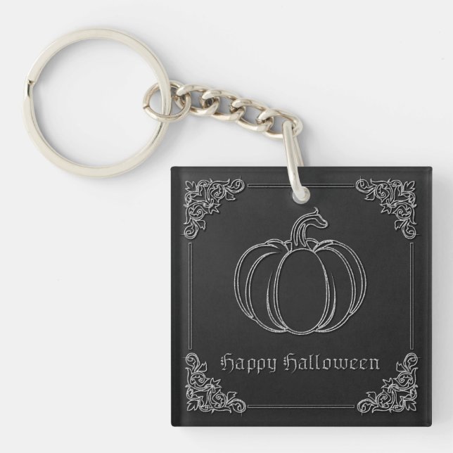 Porte-clefs Halloween Citrouille en argent (Devant)