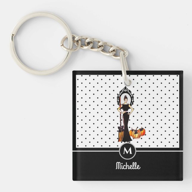 Porte-clefs Halloween Classic Élégante Robe Noire Longue Mode (Devant)