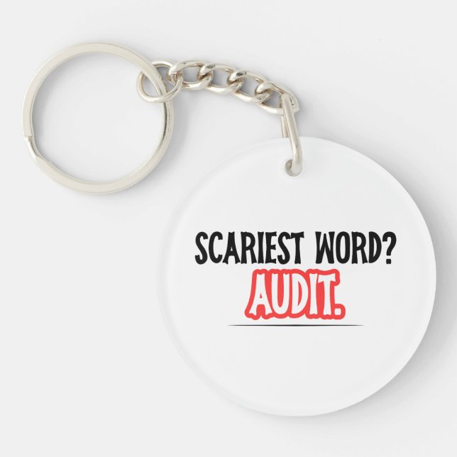 Porte-clefs Halloween comptable drôle - Mot le plus effrayant  (Devant)