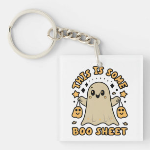 Porte-clefs Halloween Costume de fantôme Boo Voici une feuille