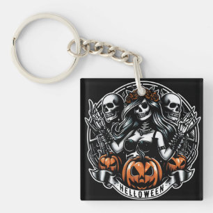 Porte-clefs Halloween crâne gothique fille Helloween sorcière
