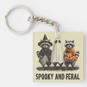 Porte-clefs Halloween éffrayant Et Feral Cute Ghost Raccoon