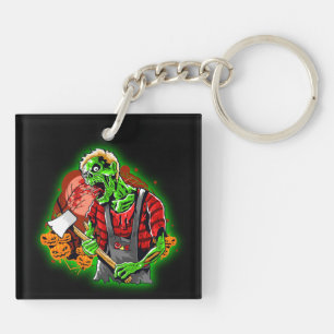 Porte-clefs Halloween Funny Green Zombie Ax sur