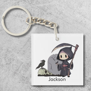 Porte-clefs Halloween gothique du corbeau éffrayant de faucheu