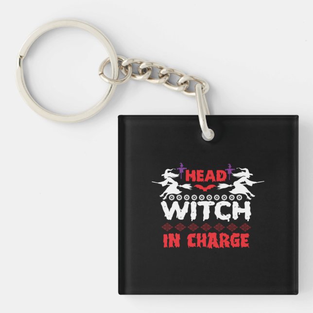 Porte-clefs Halloween Head Witch En Charge Anniversaire (Devant)