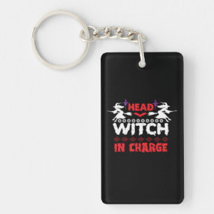 Porte-clefs Halloween Head Witch En Charge Anniversaire