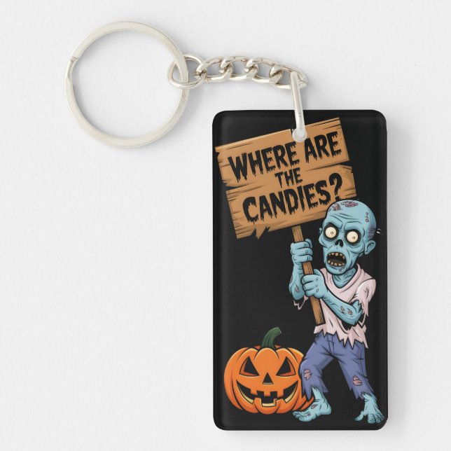 Porte-clefs Halloween Humour Zombie Bonbons (Devant)