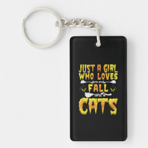 Porte-clefs Halloween Just A Girl Who Loves Fall And Cats