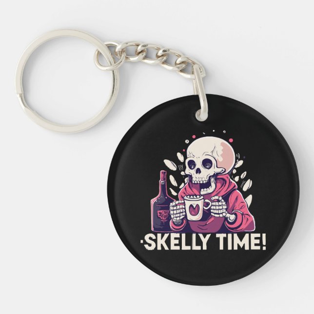 Porte-clefs halloween mais c'est l'heure de skelly (Devant)