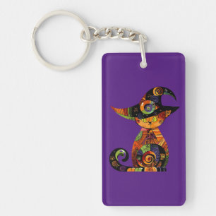 Porte-clefs Halloween/mystique/chat/automne