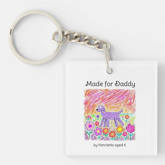 Porte-clefs hand drawn child art made for daddy (Devant)
