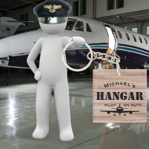 Porte-clefs Hangar d'avion et pilote en service cadeau personn