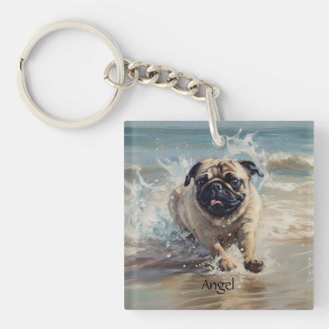 Porte-clefs Happy Carlin at the Beach personnalisable (Devant)