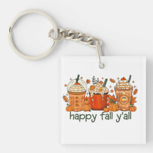 Porte-clefs Happy Fall Y'all, automne et épices Citrouilles