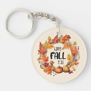 Porte-clefs Happy Fall Y'all - Citrouille & Autumn Leaves Wrea