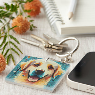 Porte-clefs Happy Golden Retriever