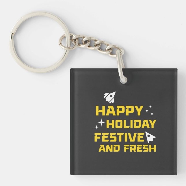 Porte-clefs Happy Holiday, Festive and Fresh (Devant)