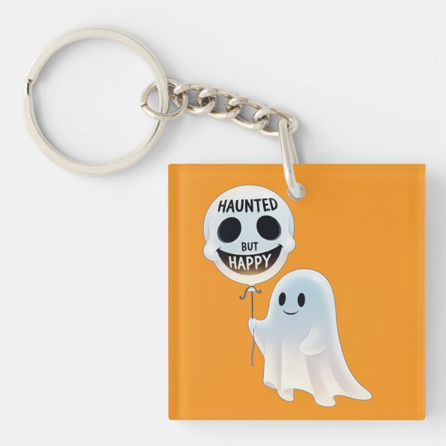 Porte-clefs Happy Kawaii Ghost with Skull Balloon (Devant)