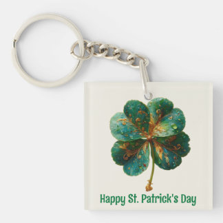 Porte-clefs Happy St. Patrick’s Day Elegant Shamrock