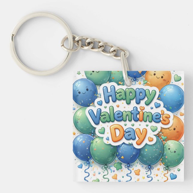 Porte-clefs Happy Valentine’s Day Keychain | Romantic Love Key (Devant)