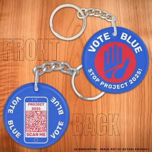 Porte-clefs Harris Walz Vote Blue 'Stop Project 2025 ! ' Code
