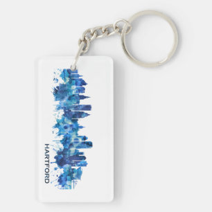 Porte-clefs Hartford Connecticut Skyline Blue