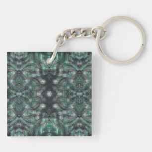 Porte-clefs Hauteurs Art Abstrait Aquarelle Vert Foncé