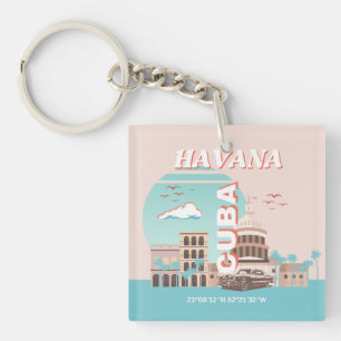 Porte-clefs Havana Cuba Retro Art Voyage