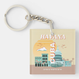 Porte-clefs Havana Cuba Retro Art Voyage