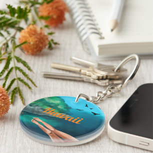 Porte-clefs Hawaii cadeau de vacances peinture femme jambes bl