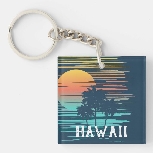 Porte-clefs Hawaii Sunset Sunrise Graphic Topic Forêt tropical (Devant)