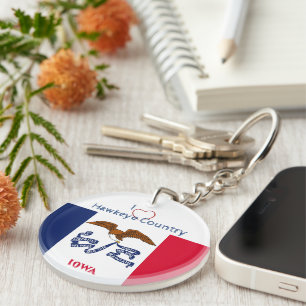 Porte-clefs Hawkeyes Iowa avec indicateur initial