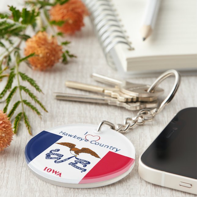 Porte-clefs Hawkeyes Iowa avec indicateur initial (Devant droit)