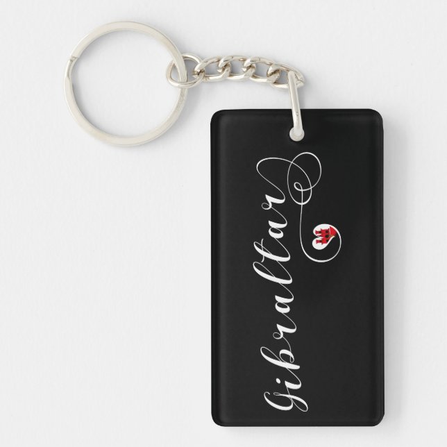 Porte-clefs Heart Gibraltar Drapeau, I Love Gibraltar, Llanito (Devant)
