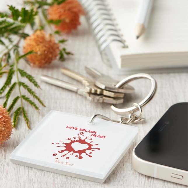 Porte-clefs Heart Splash Art – Creative Love Expression Design (Devant Droit)