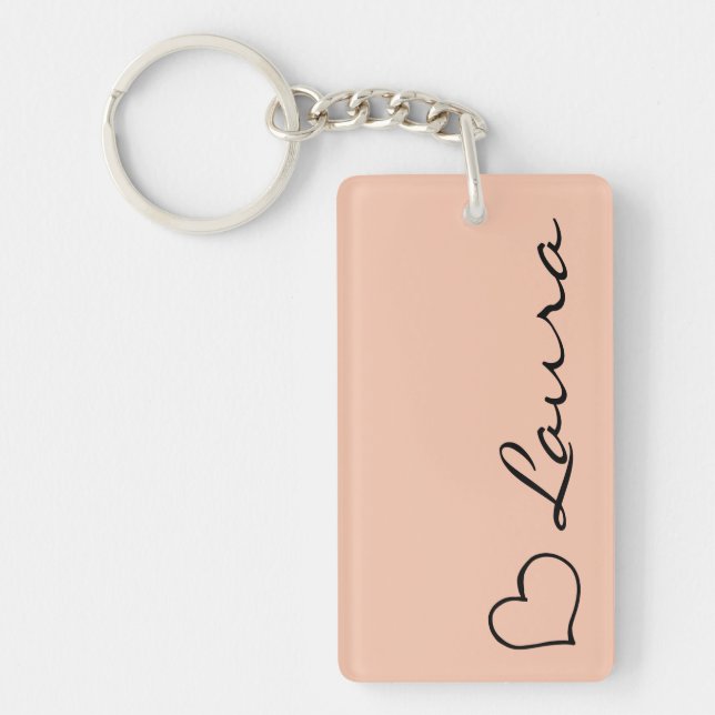 Porte-clefs Heart Your Name Script Custom Gift Keychain (Devant)