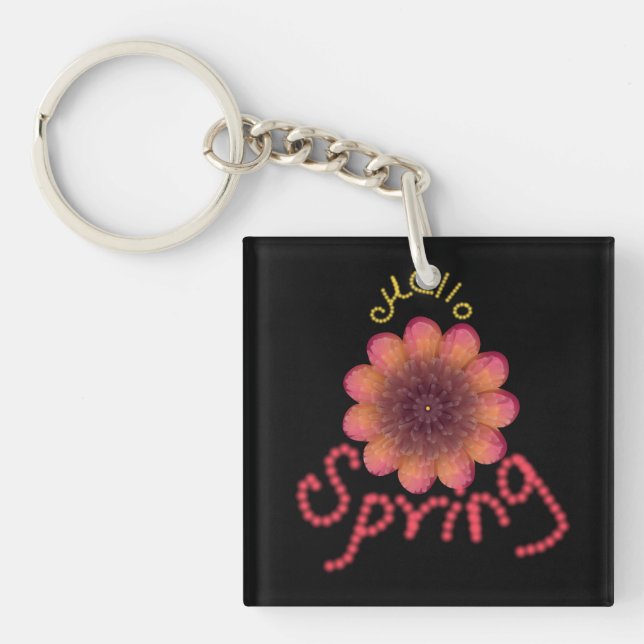 Porte-clefs Hello Spring - Textured Pink & Orange Flower Art (Devant)