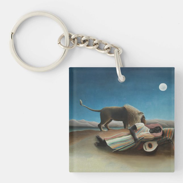 Porte-clefs Henri Rousseau Dormir Gitan Lion Peinture (Devant)