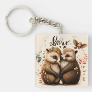 Porte-clefs hérisson amoureux