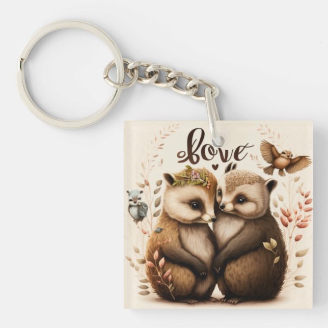 Porte-clefs hérisson amoureux (Devant)