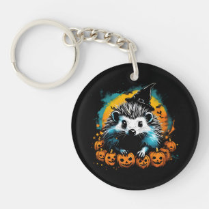 Porte-clefs Hérisson d'Halloween et citrouilles mignon