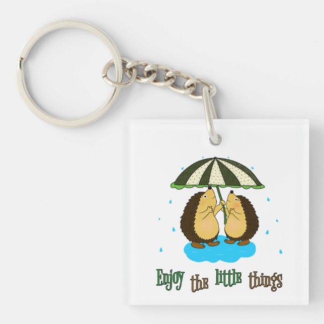 Porte-clefs Hérisson et pluie (Devant)