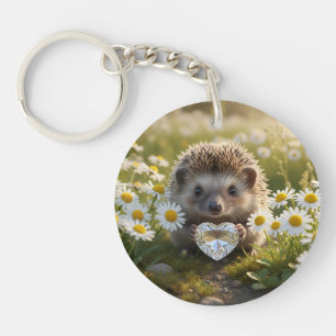Porte-clefs Hérisson mignon d'avril avec cœur de diamant