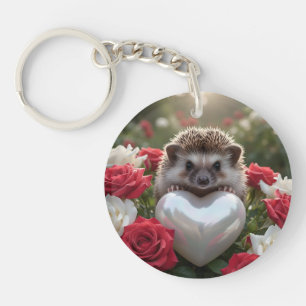 Porte-clefs Hérisson mignon de juin avec cœur de perle