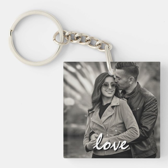 Porte-clefs Heureuse Sainte-Valentin photo et texte personnali (Devant)