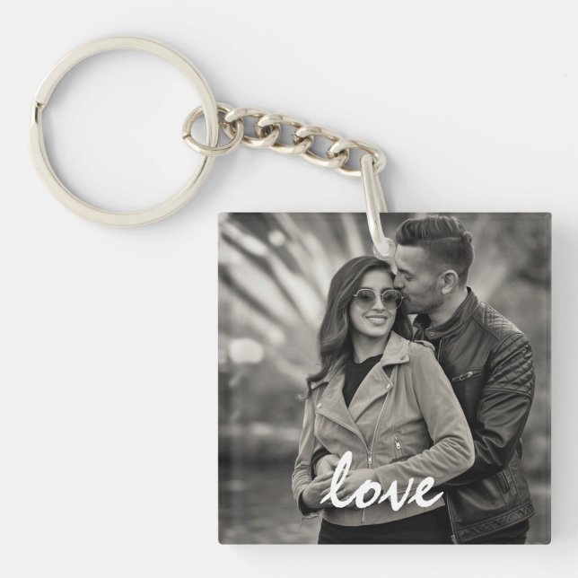 Porte-clefs Heureuse Sainte-Valentin photo et texte personnali (Devant)